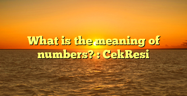 What is the meaning of numbers? : CekResi