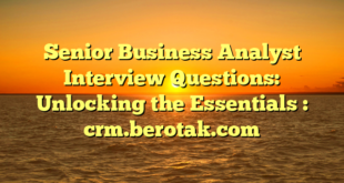Senior Business Analyst Interview Questions: Unlocking the Essentials : crm.berotak.com
